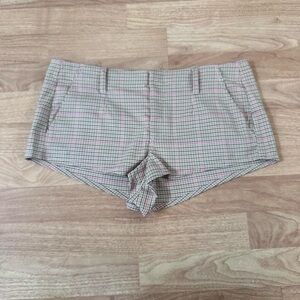 Free People High Waist Checkered Shorts - Pink and Tan